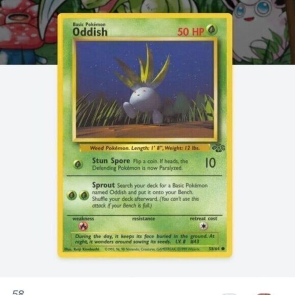 Oddish Jungle Common 58/64 - WOTC Pokemon TCG Card LP